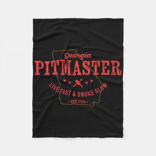 Georgia Bbq Pitmaster for Kött Smoking Barbecuing Fleecefilt (Framsidan)