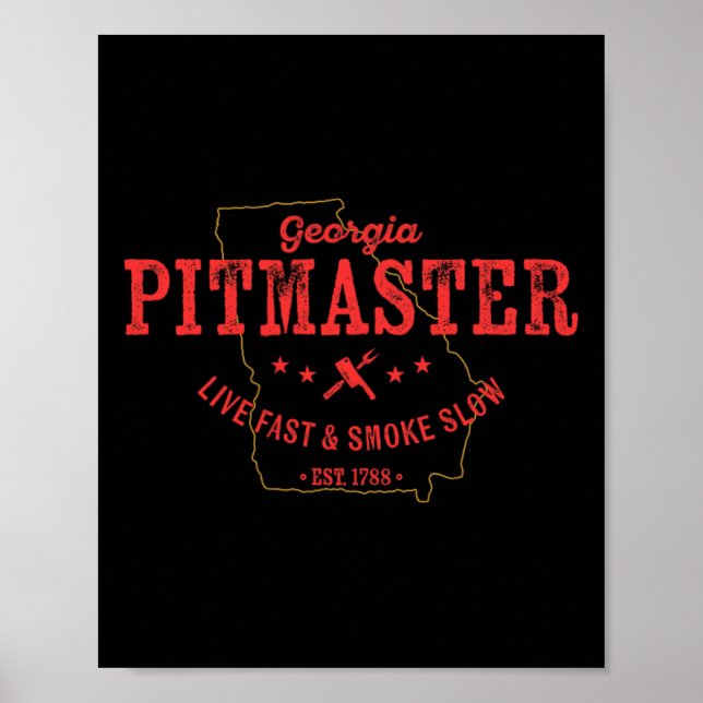 Georgia Bbq Pitmaster for Kött Smoking Barbecuing Poster (Framsidan)