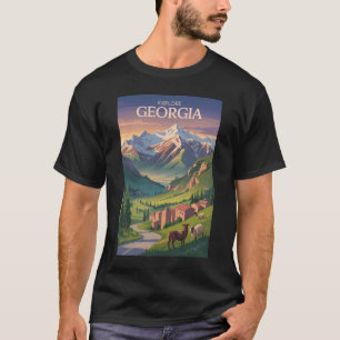 Georgia Caucasus Mountains Travel Art Vintage T Shirt