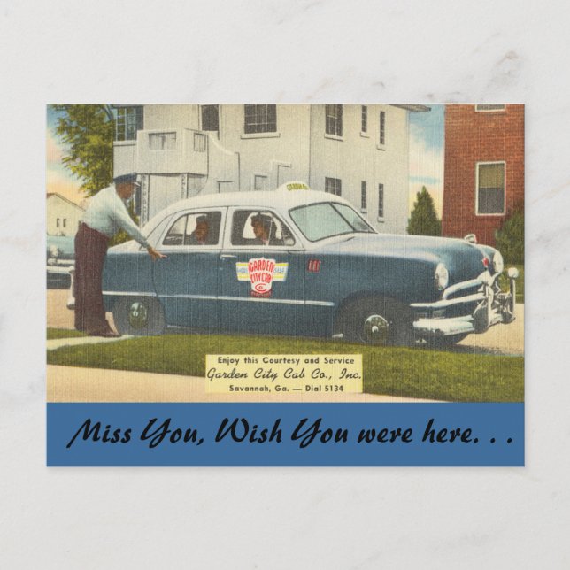 Georgia, City Cab, Savannah Vykort (Framsida)