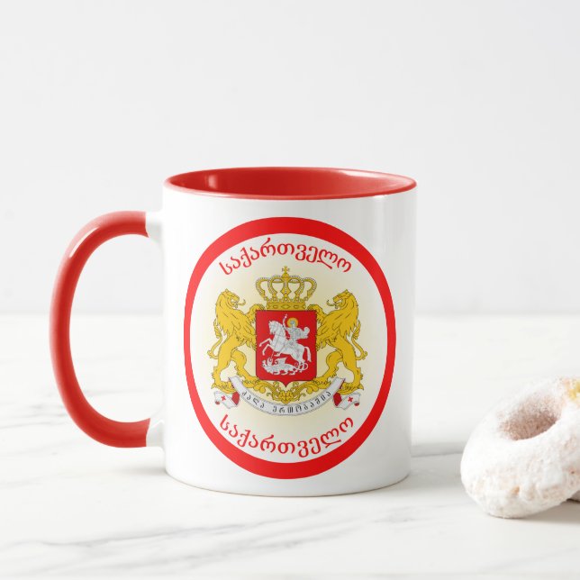 Georgia Coat of Arms Circle Shape  Mugg (Med munk)