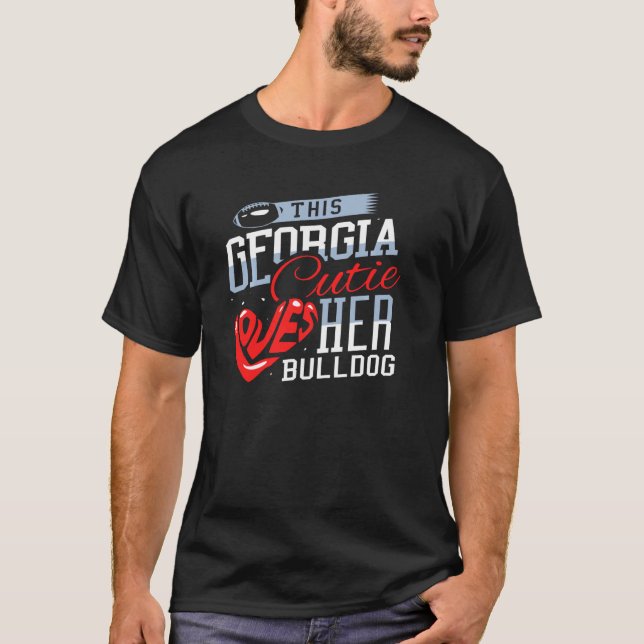 Georgia Cutie Kärlek Hennes bulldog Pullover T Shirt (Framsida)