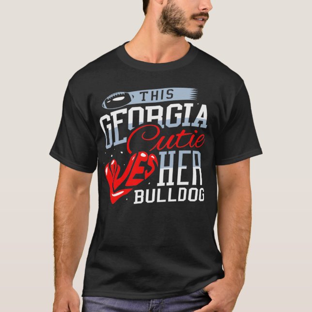 Georgia Cutie Kärlek Hennes bulldog Pullover T Shirt (Framsida)