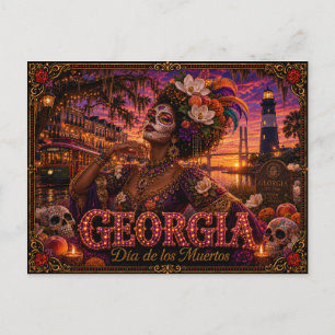 Georgia Día de los Muertos Retro Vykort