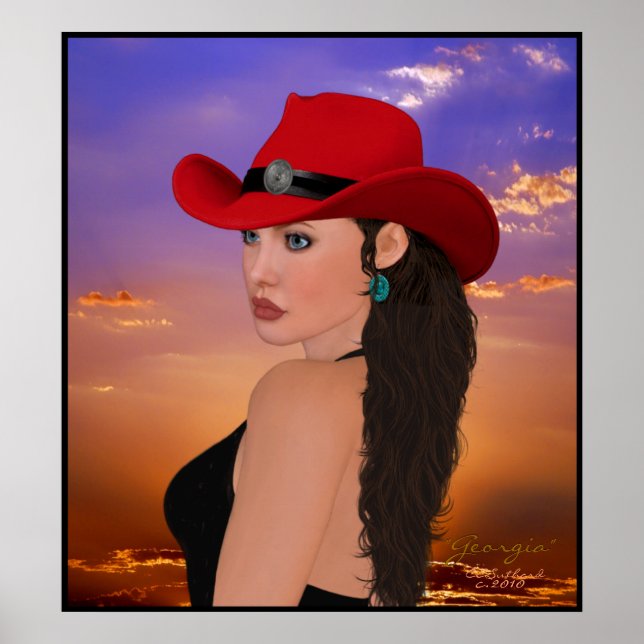 "Georgia" Digital Artwork Western Cowgirl Print Poster (Framsidan)