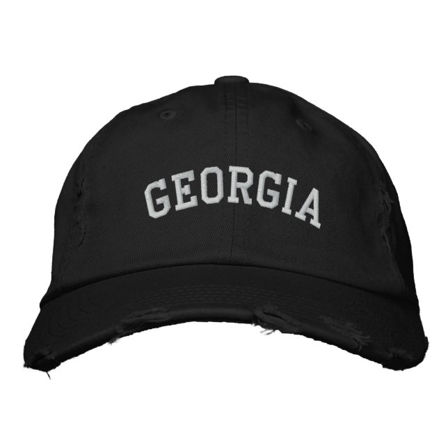 Georgia Embroized Distress Cap Black Broderad Keps (Framsida)
