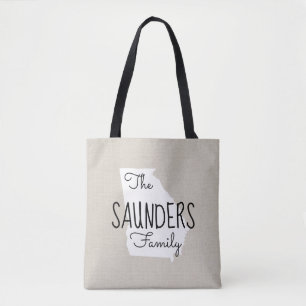 Georgia Family Monogram State Tote Bag Tygkasse
