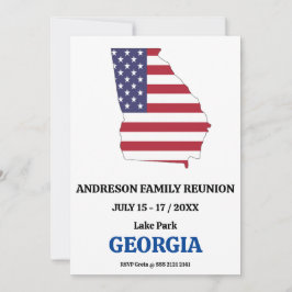 Georgia Family Reunion 🇺 USA:🇸 Karta Flagga Inbjudningar