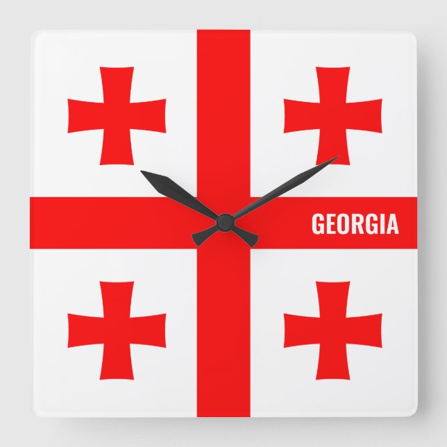 Georgia Flagga Dazzling Patriotic Fyrkantig Klocka (Framsida)