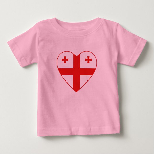 Georgia Flagga Heart T-Shirt (Framsida)