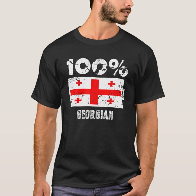 Georgia Flagga Support | 100 % georgisk batterilad T Shirt (Framsida)