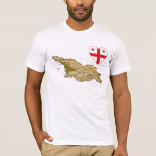 Georgia flaggahjärta och kartaT-tröja Tee