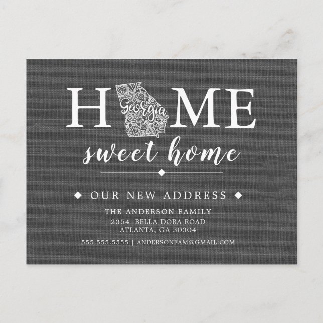 GEORGIA Flyttningskungörelse Postkort Meddelande Vykort (Framsida)