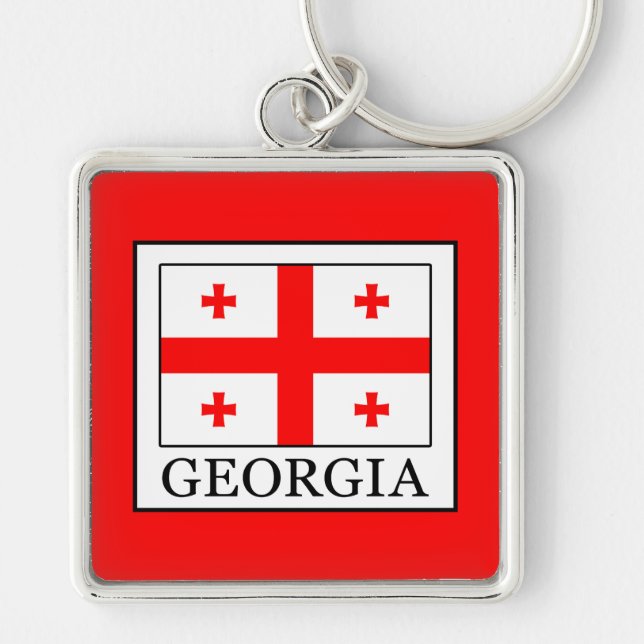 Georgia Fyrkantig Silverfärgad Nyckelring (Framsidan)