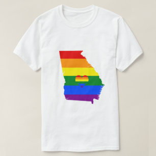 Georgia Gay pride Rainbow Flagga Heart GLBTQ Desig T Shirt