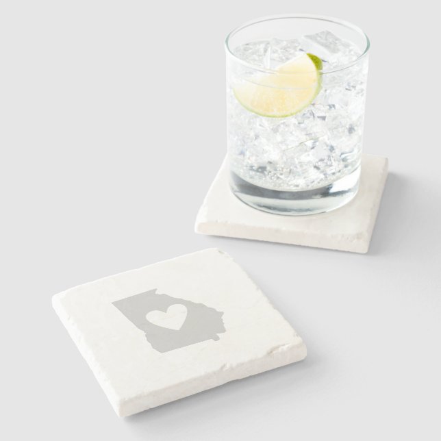 Georgia Grått Karta Shape with Heart Cutout Kärlek Stenunderlägg (Sidan)