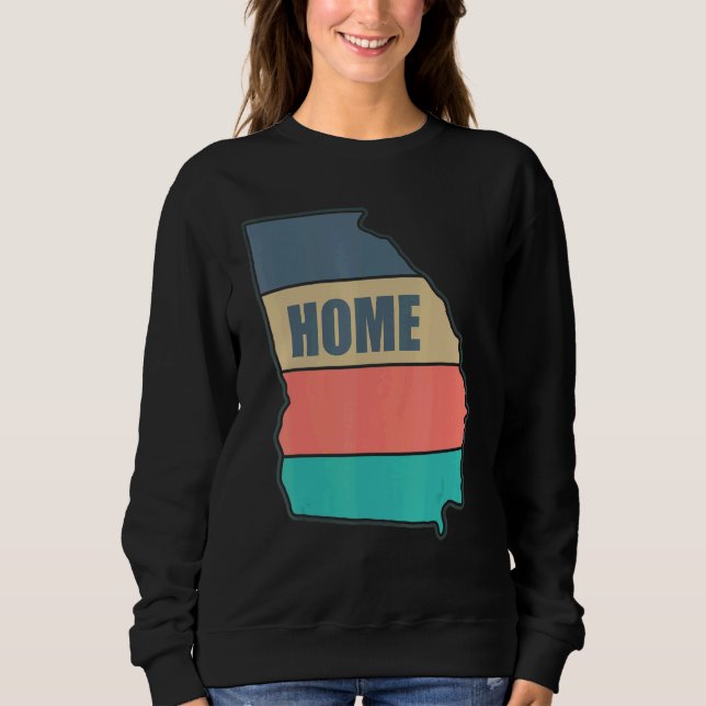 Georgia Home State Retro Peach Shape Skyline T Shirt (Framsida)