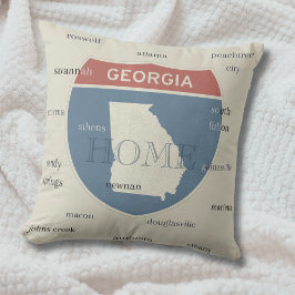 Georgia Home Throw Pillow with Cities – Custom Kudde