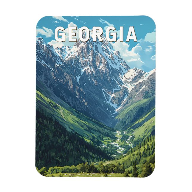 Georgia Illustration Travel Art Vintage Magnet (Vertikal)