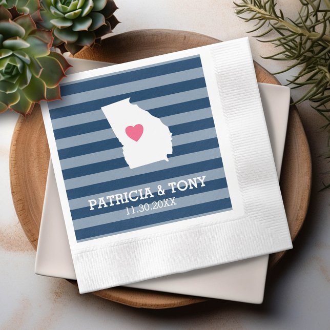Georgia Karta Hem Stat Kärlek med Anpassad Hjärtfo Pappersservett (Custom Napkin)