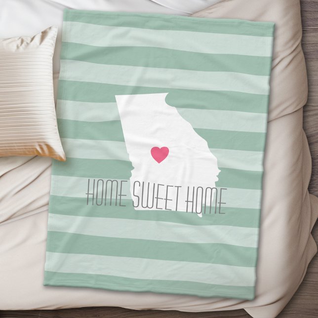Georgia Karta Home State Kärlek med Anpassningsbar Fleecefilt (State Personalized Fleece Blanket)