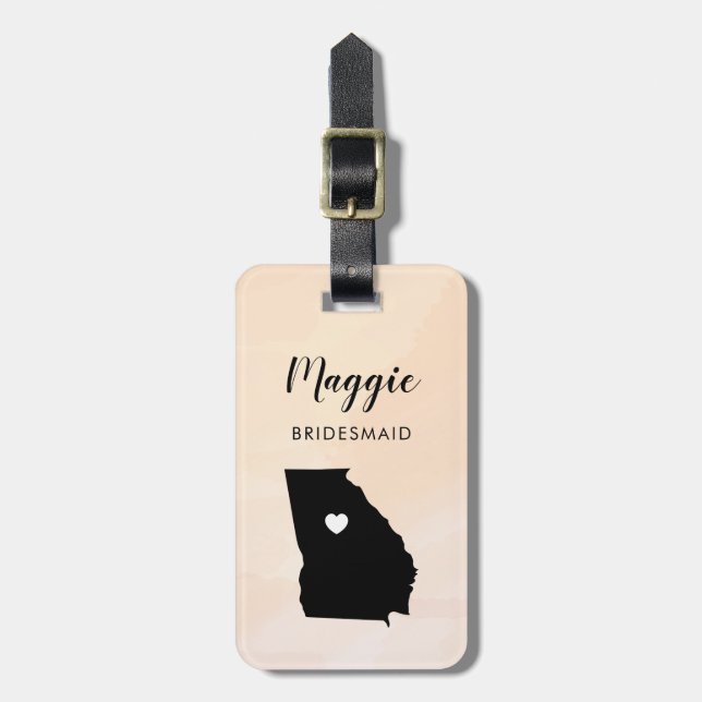 Georgia Karta Luggage Tag, Bröllopsfest Välkommen Bagagebricka (Vertikal Framsida)