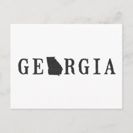 Georgia Karta Shaped Brev State Ord Art Black Vykort