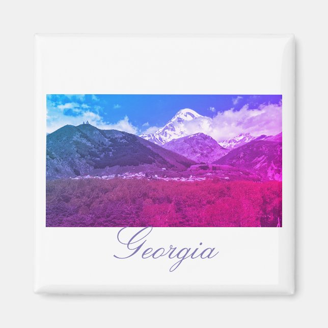 Georgia Kazbegi Architecture Nature Magnet (Framsidan)