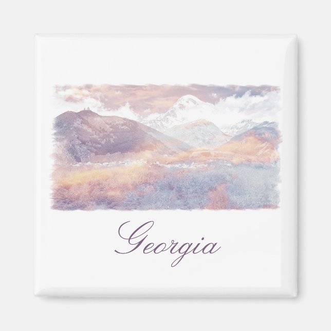 Georgia Kazbegi Architecture Nature Magnet (Framsidan)