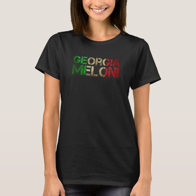 Georgia Meloni Italiano Hero Flagga T Shirt (Framsida)