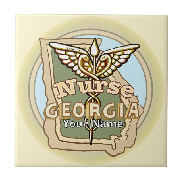Georgia Nurse Caduceus Tile Kakelplatta (Framsidan)