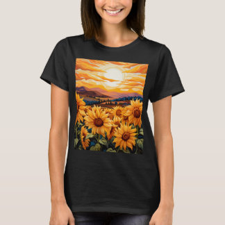 Georgia O Keefe stil solblommor vid soluppgång T Shirt
