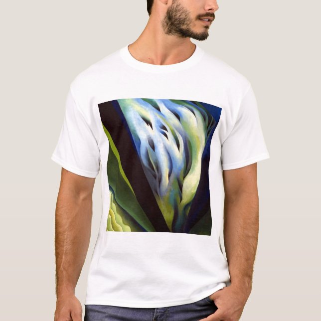 Georgia O Keeffe Blue och Grönt Music T Shirt (Framsida)