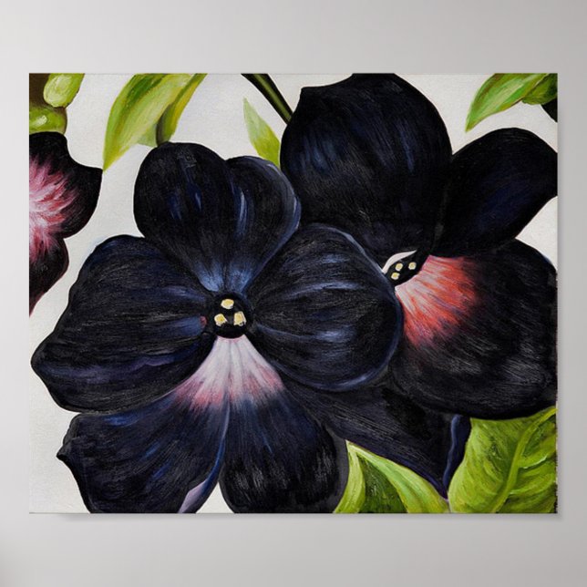 Georgia O'Keefe 1925 Black and Lila Petunias Poster (Framsidan)