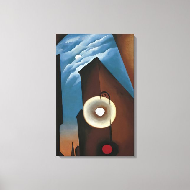 Georgia O'Keeffe - New York med Måne Canvastryck (Framsida)