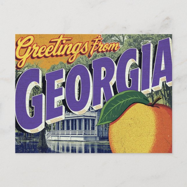 Georgia Peach and Mansion Vykort (Framsida)