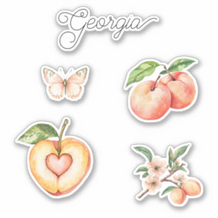 Georgia Peach Heart Frukt Klistermärken