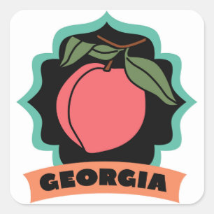 Georgia Peach Logotyp Fyrkantigt Klistermärke