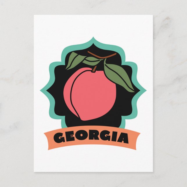 Georgia Peach Logotyp Vykort (Framsida)