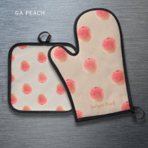 Georgia Peach Pattern Oven Mitt & Pot Holder Set 