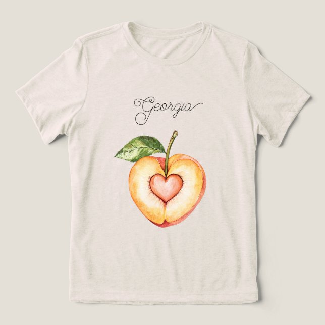 Georgia Persika Hjärtfrukt T Shirt (Design Framsida)