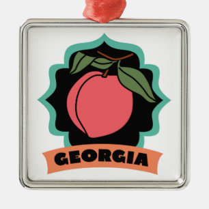 Georgia persikalogotyp julgransprydnad metall