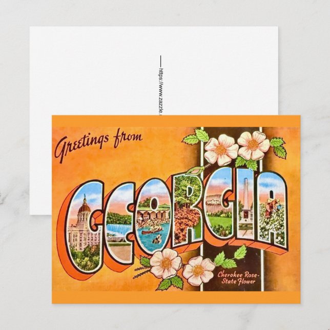 Georgia Retro Postkort Vykort (Fram/baksida)