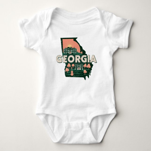 Georgia Retro Silhouette T Shirt (Framsida)