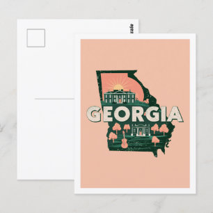 Georgia Retro Travel Design Iconic US Stater Vykort
