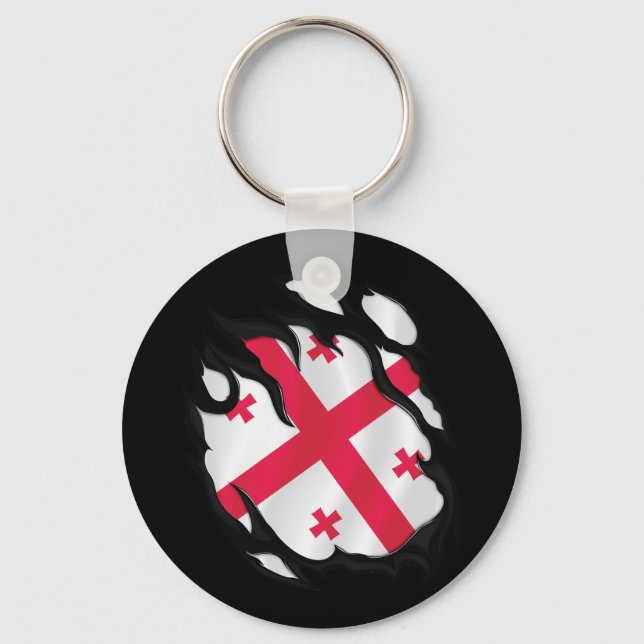 Georgia Ripping Flagga Nyckelring (Framsida)