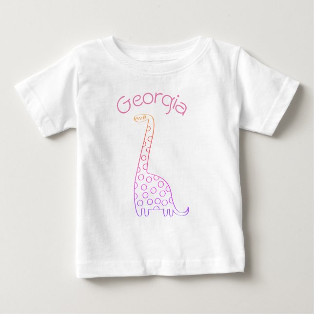 Georgia Rosa Dinosaur för personanpassning T Shirt (Framsida)