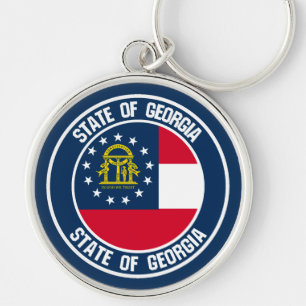 Georgia Round Emblem Rund Silverfärgad Nyckelring