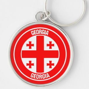 Georgia Round Emblem Rund Silverfärgad Nyckelring