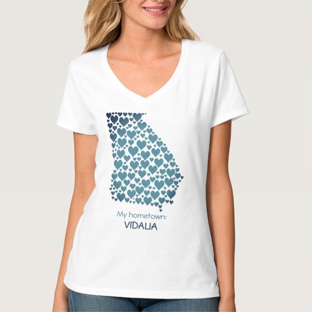 Georgia Silhouette Hearts & Hometown T Shirt (Framsida)